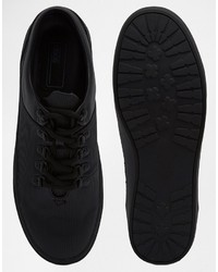 Asos Brand Sneakers In Black Rib With Cleated Sole