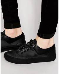 Asos Brand Sneakers In Black Rib With Cleated Sole