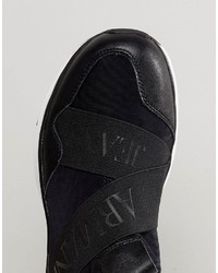 Armani Jeans Elastic Runner Sneakers In Black