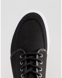 Asos Lace Up Sneakers In Black Canvas