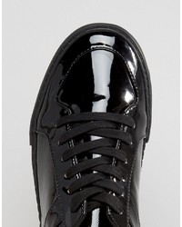 Asos Lace Up Sneakers In Black Patent