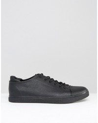 Asos Lace Up Sneakers In Black With Toe Cap