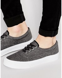 Asos Lace Up Sneakers In Chambray