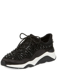 Ash Muse Beaded Lace Up Sneakers Black