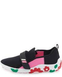 Prada Neoprene Flower Heel Sneaker Blackpink