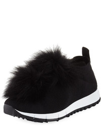 Jimmy Choo Norway Trainer Sneaker With Fur Pompom