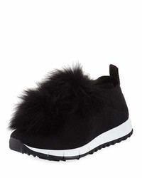 Jimmy Choo Norway Trainer Sneaker With Fur Pompom
