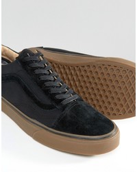 Vans Old Skool Gum Sneakers In Black Va2xs6jyd