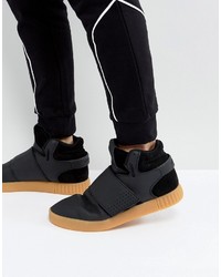 adidas Originals Tubular Invader Strap Sneakers In Black By3630
