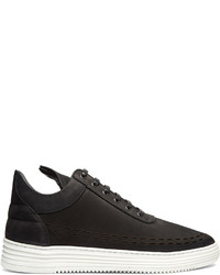 Filling Pieces Perforated Down Low Top Nubuck Trainers