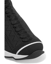 Fendi Perforated Stretch Knit Sneakers Black