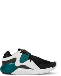 Y-3 Qr Run Leather Trimmed Neoprene Sneakers