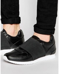 Asos Sneakers In Black With Elastic Strap