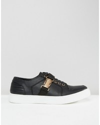 Asos Sneakers In Black With Gold Clasp