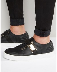 Asos Sneakers In Black With Gold Clasp