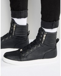 Asos Sneakers In Black With Large Cuff And Zips