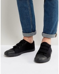 Asos Velcro Sneakers In Black With Toe Cap