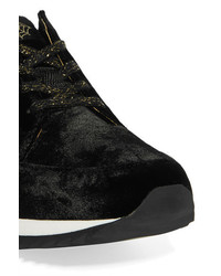 Charlotte Olympia Work It Embroidered Velvet Sneakers Black