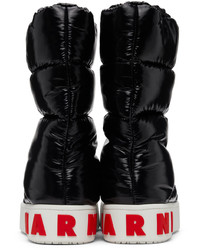 Marni Black Padded Nylon High Top Slipper Boots