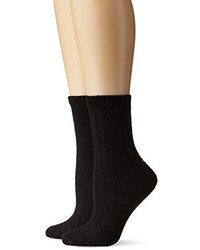 Anne Klein Cashmere Rib And Solid Crew Sock Git Box 2 Pack