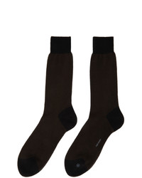 Tom Ford Black And Brown Cotton Herringbone Socks