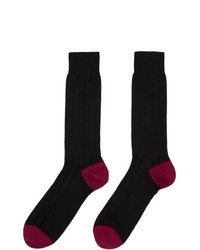 Paul Smith Black And Burgundy Mercerized Plain Socks