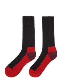 Yohji Yamamoto Black And Red Pile Socks