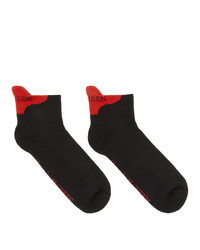 Alexander McQueen Black And Red Signature Ankle Socks