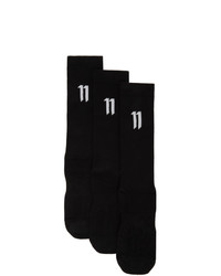 11 By Boris Bidjan Saberi Black Bamboo Logo Socks