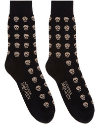 Alexander McQueen Black Beige Skull Socks