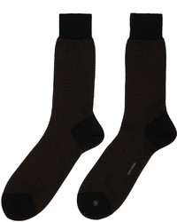 Tom Ford Black Brown Herringbone Socks