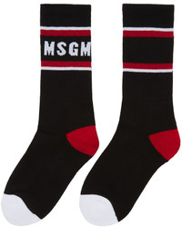 MSGM Black Colorblock Logo Socks