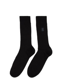 Burberry Black Embroidered Monogram Socks