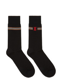 Burberry Black Embroidered Tb Monogram Stripe Socks