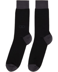 Ferragamo Black Gray Gancini Socks
