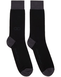 Ferragamo Black Gray Gancini Socks