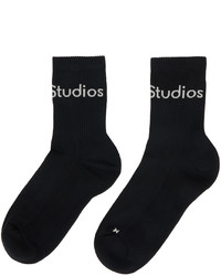 Acne Studios Black Ribbed Logo Socks
