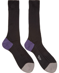 Paul Smith Black Ribbed Socks