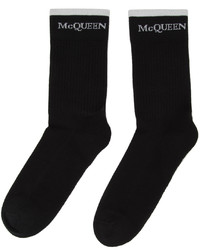 Alexander McQueen Black White Logo Socks