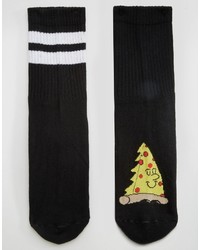Asos Brand Ankle Length Tube Style Socks With Pizza Design 2 Pack