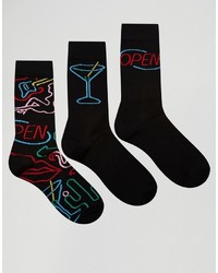 Asos Brand Socks With Neon Signs Design 3 Pack