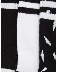 Asos Brand Tube Style Socks 3 Pack In White With Geo Design
