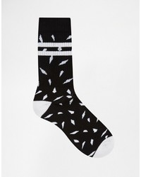 Asos Brand Tube Style Socks 3 Pack In White With Geo Design