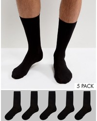 Asos Branded Ankle Socks In Black 5 Pack