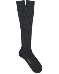 Bresciani Knee Length Ribbed Cashmere Socks