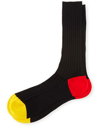 Pantherella Contrast Heeltoe Ribbed Dress Socks