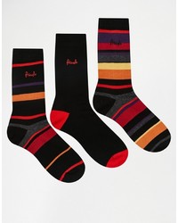 Pringle Edinburgh Stripe Socks In 3 Pack Black