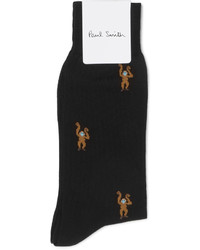 Paul Smith Monkey Patterned Mercerised Cotton Blend Socks