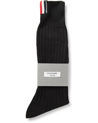 Thom Browne Ribbed Cotton Mid Calf Socks