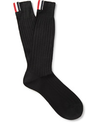 Thom Browne Ribbed Cotton Mid Calf Socks
